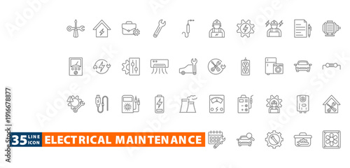 electrical maintenance outline icon set
