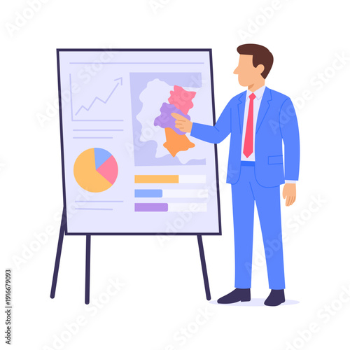 Expansion Plan, outlining steps entering new markets, Flat vector character illustration