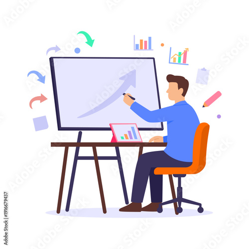 Growth Planning, preparing structured path business scaling, Flat vector character illustration
