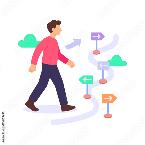 Growth Roadmap, defining milestones for business expansion, Flat vector character illustration