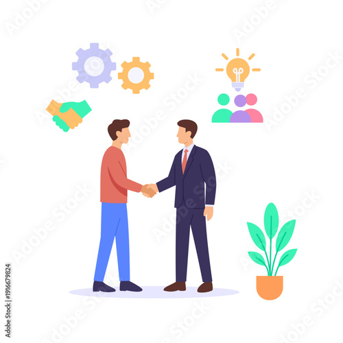Partnership Development, building alliances for mutual growth, Flat vector character illustration