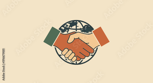 Global Partnership Handshake Symbolizing International Business Cooperation.