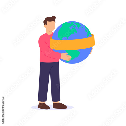 Global Branding, building consistent identity across markets, Flat vector character illustration