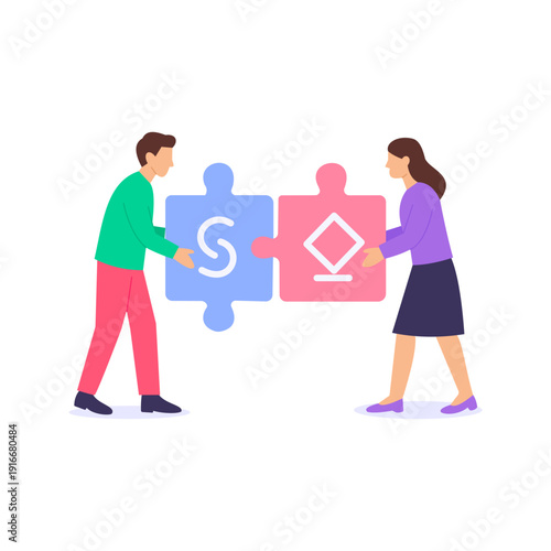 Strategic Alliance, forming partnerships for competitive advantage, Flat vector character illustration