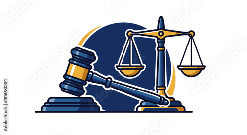 Gavel and Scales of Justice Symbolizing Law and Order.