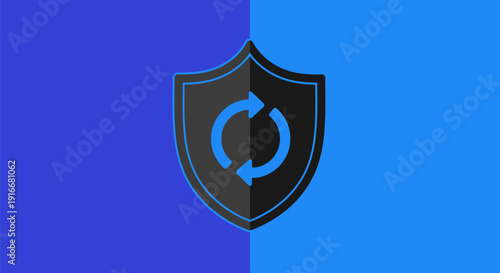 Shield with Refresh Arrows Symbolizing Security and Renewal.