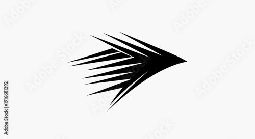 Abstract Black Speed Arrow Icon for Fast Forward Progress on Isolated White Background