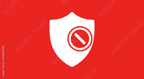 White Shield with Red Forbidden Symbol Icon.