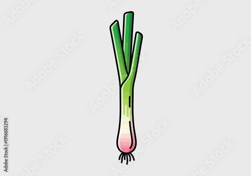Illustration of a single fresh green onion vegetable.
