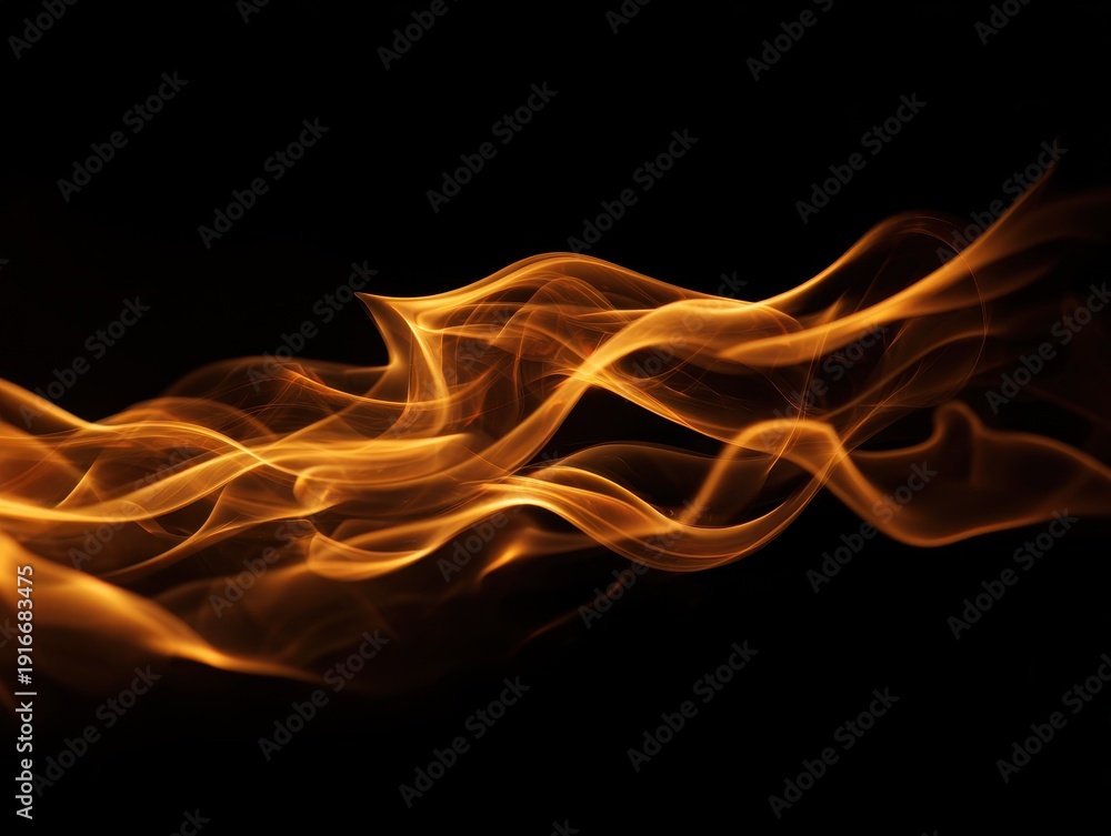 Fototapeta premium High quality photo of Abstract Golden Orange Smoke or Light Trails on Black Background