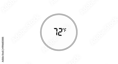 A close-up of a circular thermometer displaying 72 degrees Fahrenheit indoors