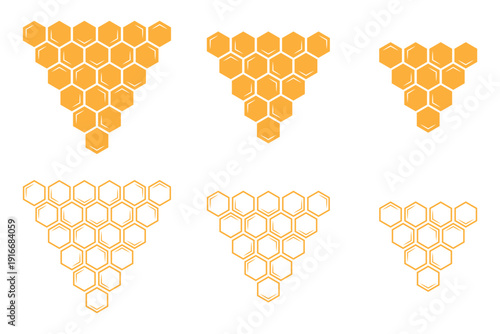 Set of honeycomb icons. Natural honeycomb icons collection. Honeycomb or hexagon pattern. Abstract honeycomb cell. eps 10