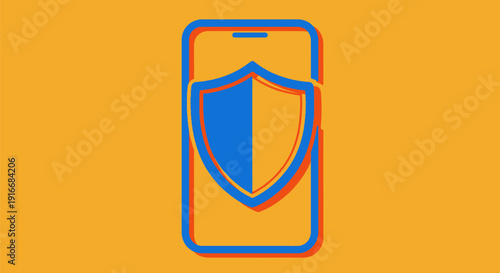 Mobile Phone Security Shield Icon Digital Protection Concept.