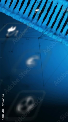 Vertical video: Ribbed tube sliding top while camera panning, icons shifting, marking power links