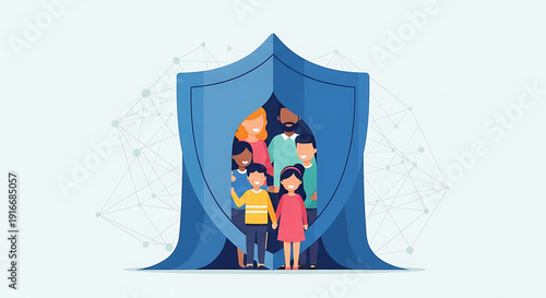 Family Protection and Insurance Security Concept Vector.