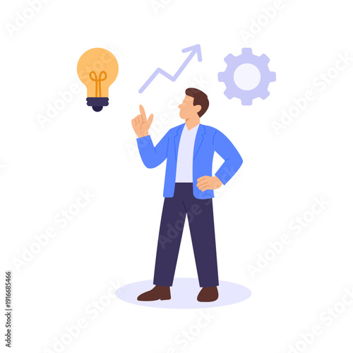 Best Strategy, selecting most effective action plan, Flat vector character illustration