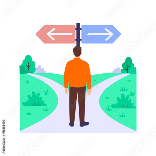 Photos The Choice, finalizing selected option confidently, Flat vector character illust