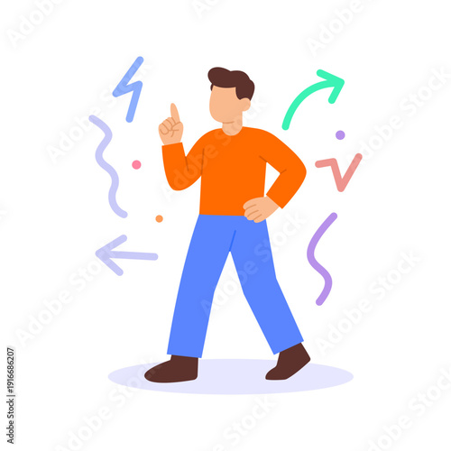 Making Quick Decisions, acting rapidly under pressure, Flat vector character illustration