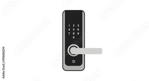 Smart digital door lock with keypad and lever on a sleek modern door