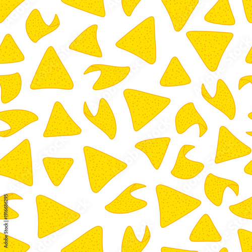 doodle nachos pattern background. tortilla chips pattern. nachos seamless pattern background.