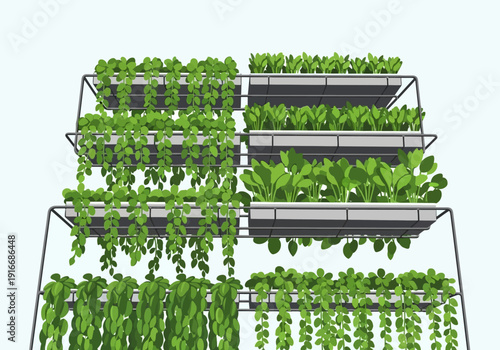 Vertical Garden System with Lush Green Plants.