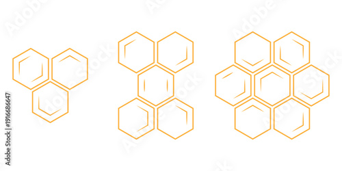 Honeycombs icon line icon. linear style vector symbols collection. Natural honeycomb icons collection. Beeswax hive icons. seamless hex background. abstract honeycomb cell. Honeycomb bee icon. eps 10
