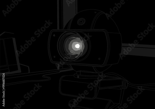 Close up of a digital camera lens with bright light.