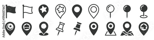 Location icon vector set. Map pin, gps app, address icons symbol vector element design isolated in white background fit for flyer, poster, website, banner, and more