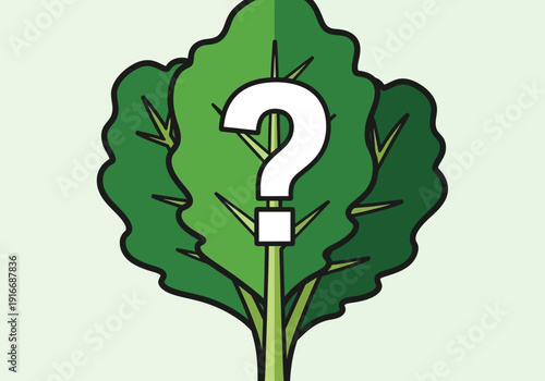 Green Leafy Plant with Question Mark Symbol.