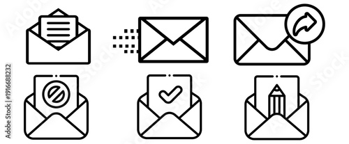 Email communication and management icons