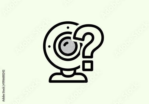 Webcam with Question Mark Icon Representing Uncertainty.