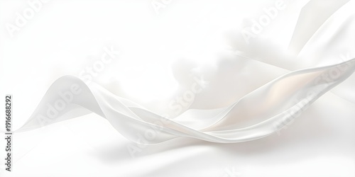 Wallpaper Mural Flowing white translucent fabric waves against a soft, bright, minimalist background, evoking purity and elegance. Torontodigital.ca