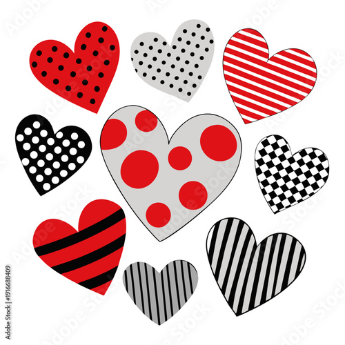 A collection of colorful hearts arranged in a circular pattern