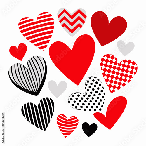 A collection of colorful hearts arranged in a circular pattern