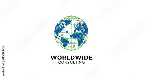 Global Consulting Services Logo with Earth Illustration.