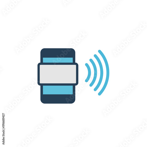 Modern smartwatch sending wireless signals, representing smart technology and connectivity