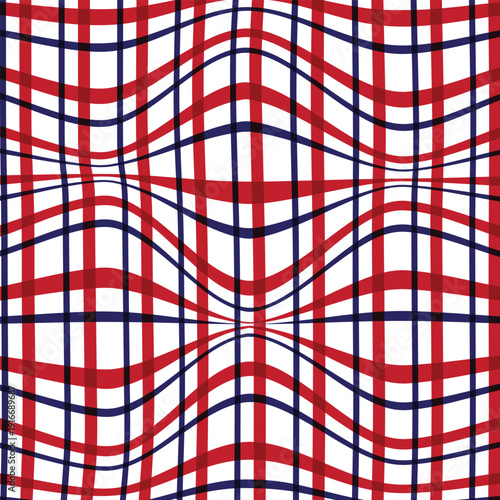 Abstract red and blue colour seamless chaqe plade wave pattern used for as background. Vector illustration.