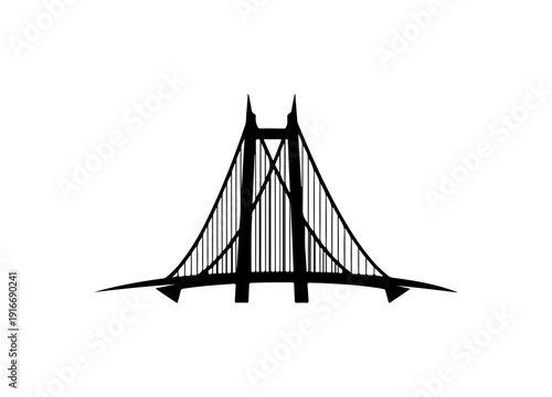 Silhouette of a suspension bridge with a striking design
