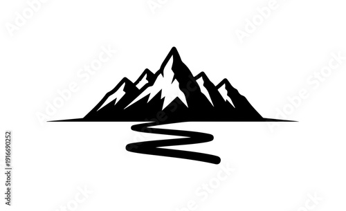 Mountain silhouette with a winding river