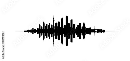 Silhouette of a sound wave on a white background