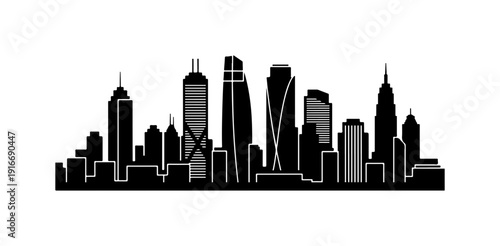 City skyline silhouette with modern skyscrapers