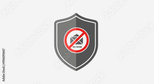 Shield with a red prohibition sign over an envelope icon.