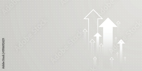 A collection of upward-pointing arrows on a white and gray background representing business finance and the stock market. Vector and illustration of arrows.