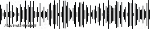 Abstract sound wave visualization with black bars on a white background