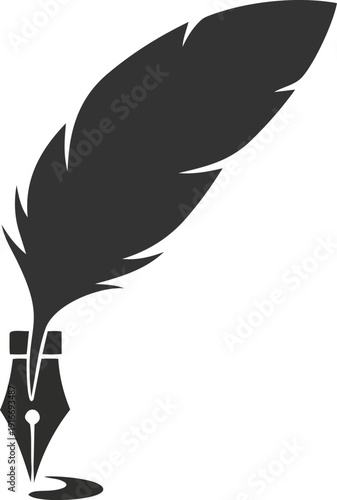 Fountain Pen Nib and Feather Quill.