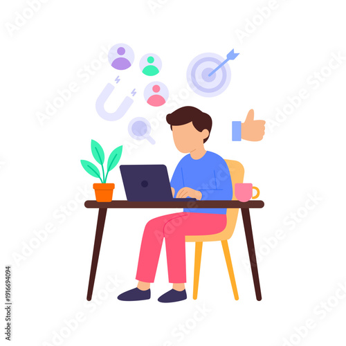 Lead Identification, discovering potential customers for growth, Flat vector character illustration