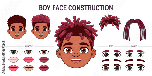 African American Boy Face Construction: Creating Diverse Characters in Tutorials, Educational Resources, and Animated Films – Customizing Hairstyles, Eyes, and Brows for Inclusive Representation in Ch