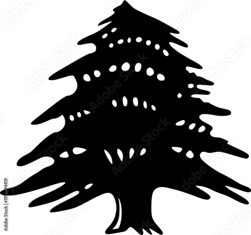 cedar silhouette line art vector illustration with a white background
