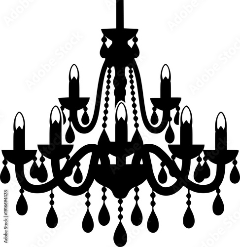 chandelier icon silhouette line art vector illustration with a white background
