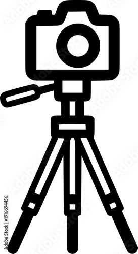 camera stand silhouette line art vector illustration with a white background
